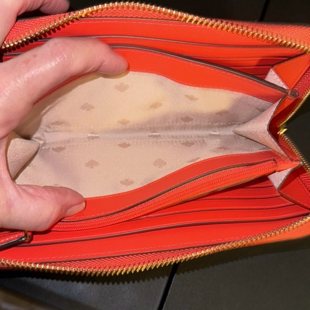 Kate Spade, $220 Rtl, Geranium Frannie Lg Zip Around Wallet, NWT, Gorgeous Color - Picture 11 of 13